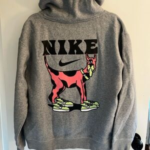 Nike Men's SB Pink Dog Grey Hoodie, Large